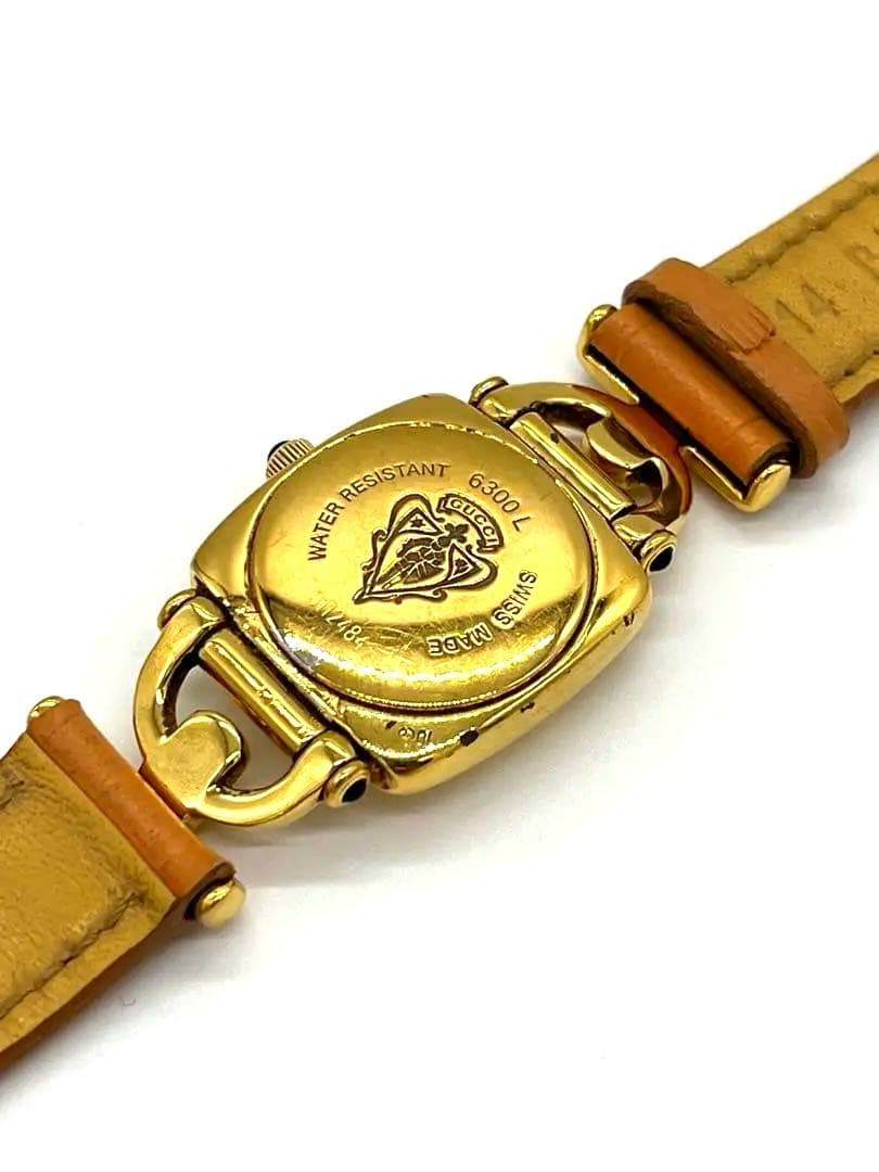【稼働品】GUCCI 腕時計 6300L 新品電池交換 ホースビット ゴールド