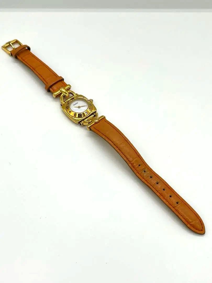 【稼働品】GUCCI 腕時計 6300L 新品電池交換 ホースビット ゴールド