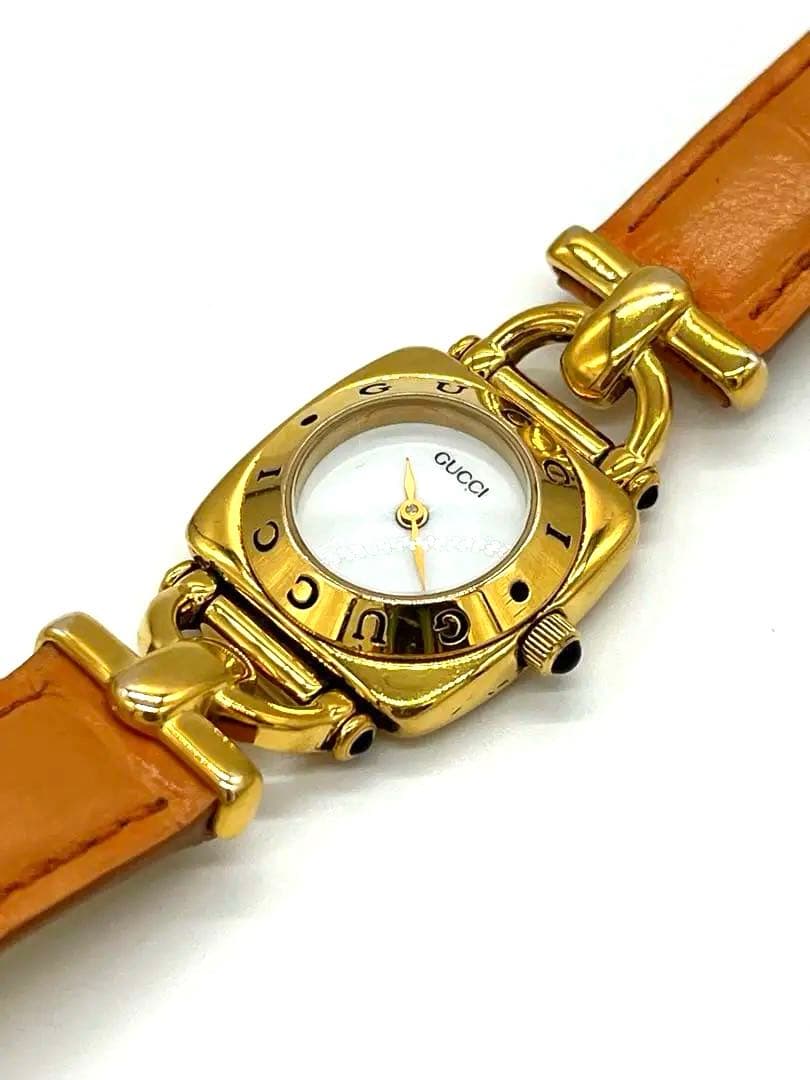 【稼働品】GUCCI 腕時計 6300L 新品電池交換 ホースビット ゴールド
