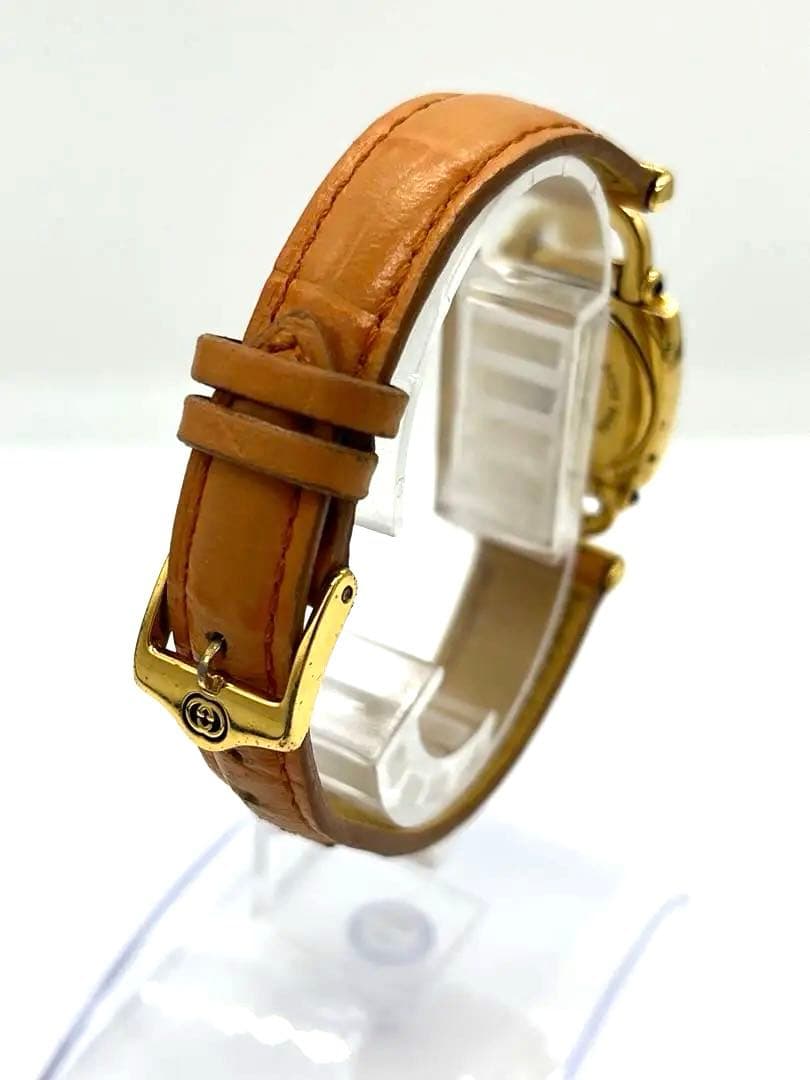 【稼働品】GUCCI 腕時計 6300L 新品電池交換 ホースビット ゴールド