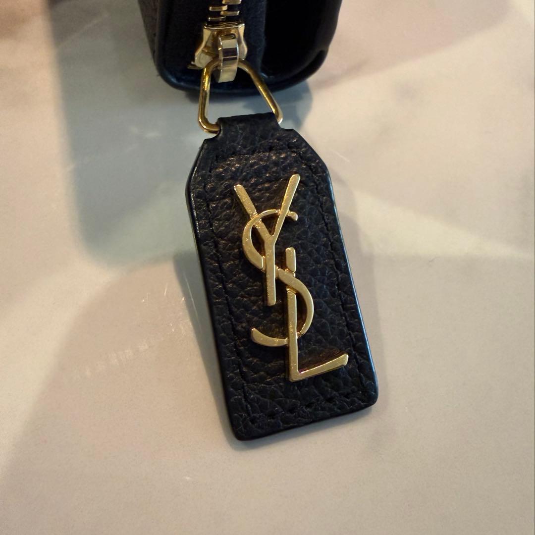 サンローラン　折り財布　コンパクトジップアラウンドウォレット　ブラック　レザー