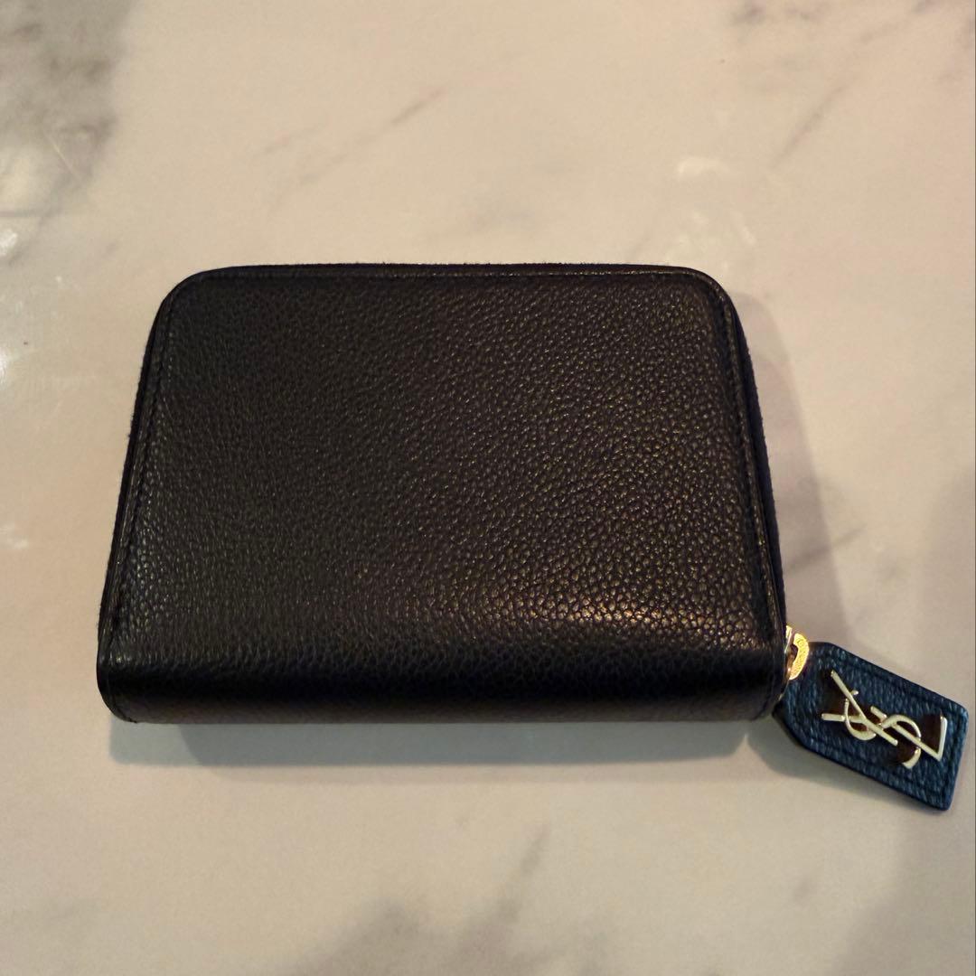 サンローラン　折り財布　コンパクトジップアラウンドウォレット　ブラック　レザー
