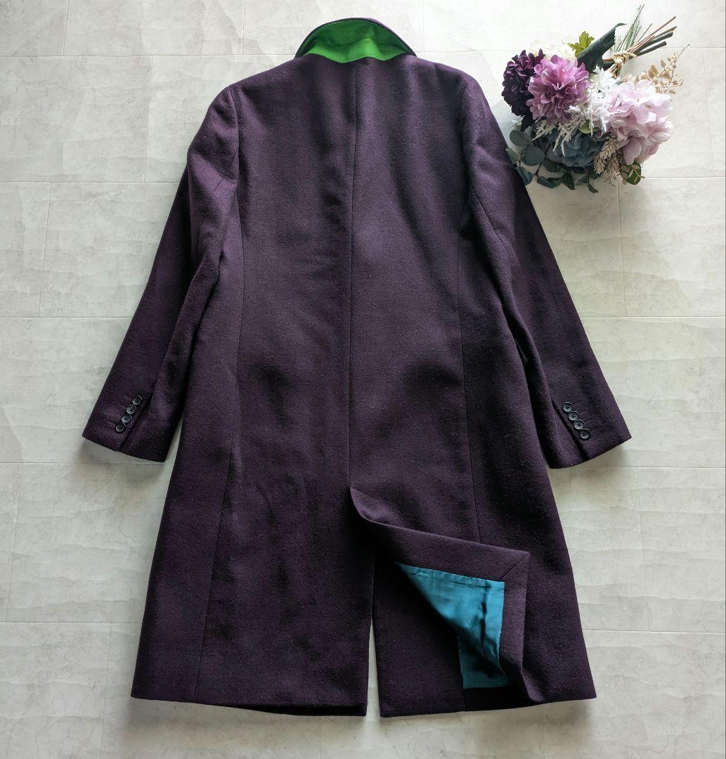 極美品　PS PAUL SMITH パープル紫　比翼チェスターコート　42