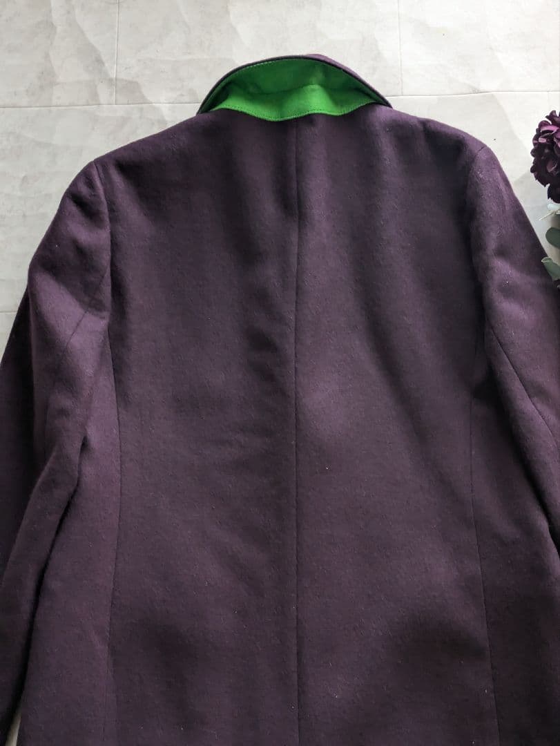 極美品　PS PAUL SMITH パープル紫　比翼チェスターコート　42