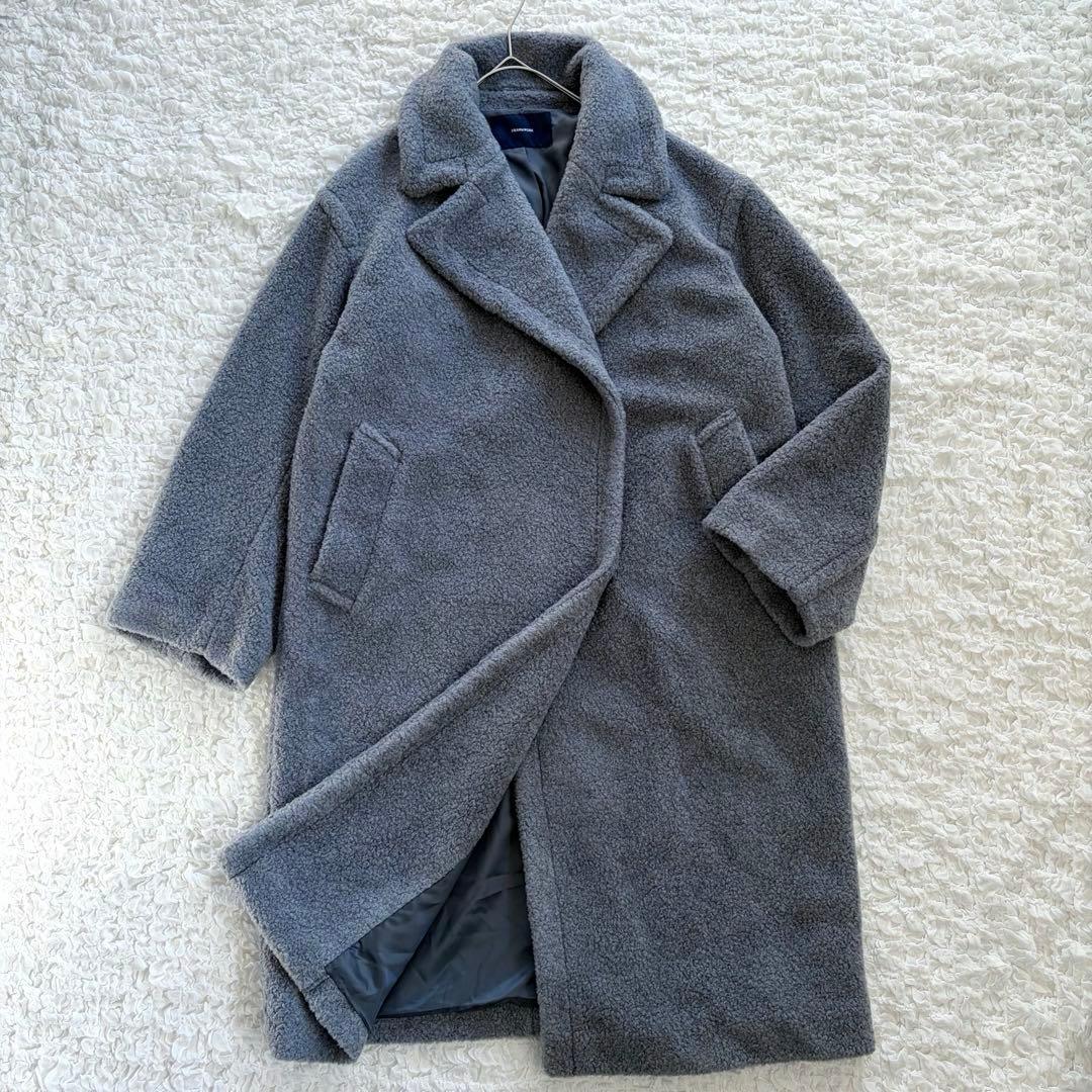 23AW フレームワーク WOOLブレンドボアコート 定価4.8万 グレー