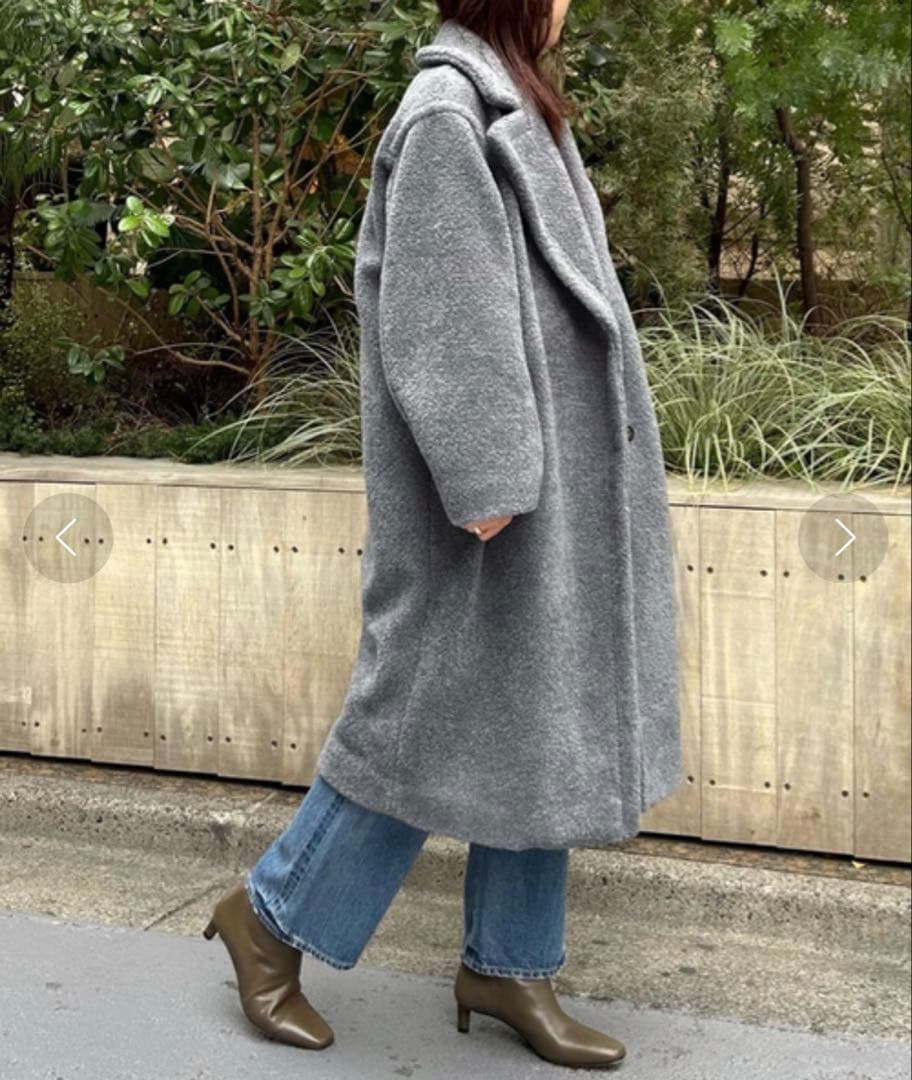 23AW フレームワーク WOOLブレンドボアコート 定価4.8万 グレー