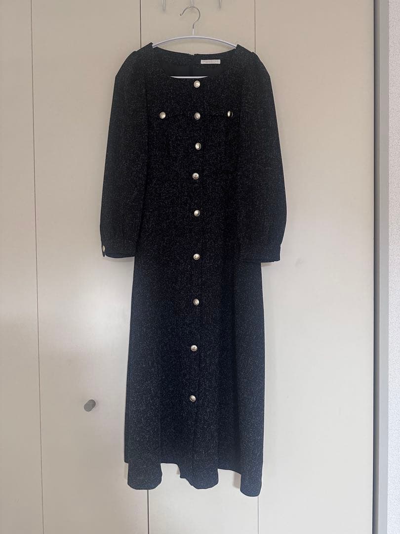 m*i様 フロント釦ツイードワンピース　ブラック　Mサイズ