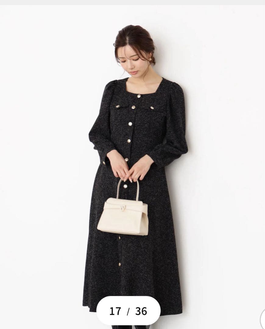 m*i様 フロント釦ツイードワンピース　ブラック　Mサイズ