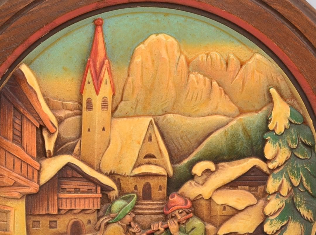 クリスマスプレート　2個セット　アンリ　ANRI　木彫り　壁掛け　ご成約済み