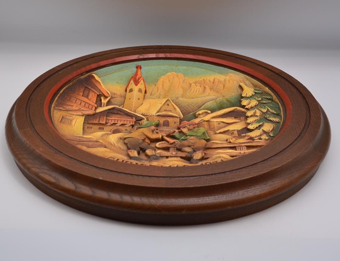 クリスマスプレート　2個セット　アンリ　ANRI　木彫り　壁掛け　ご成約済み