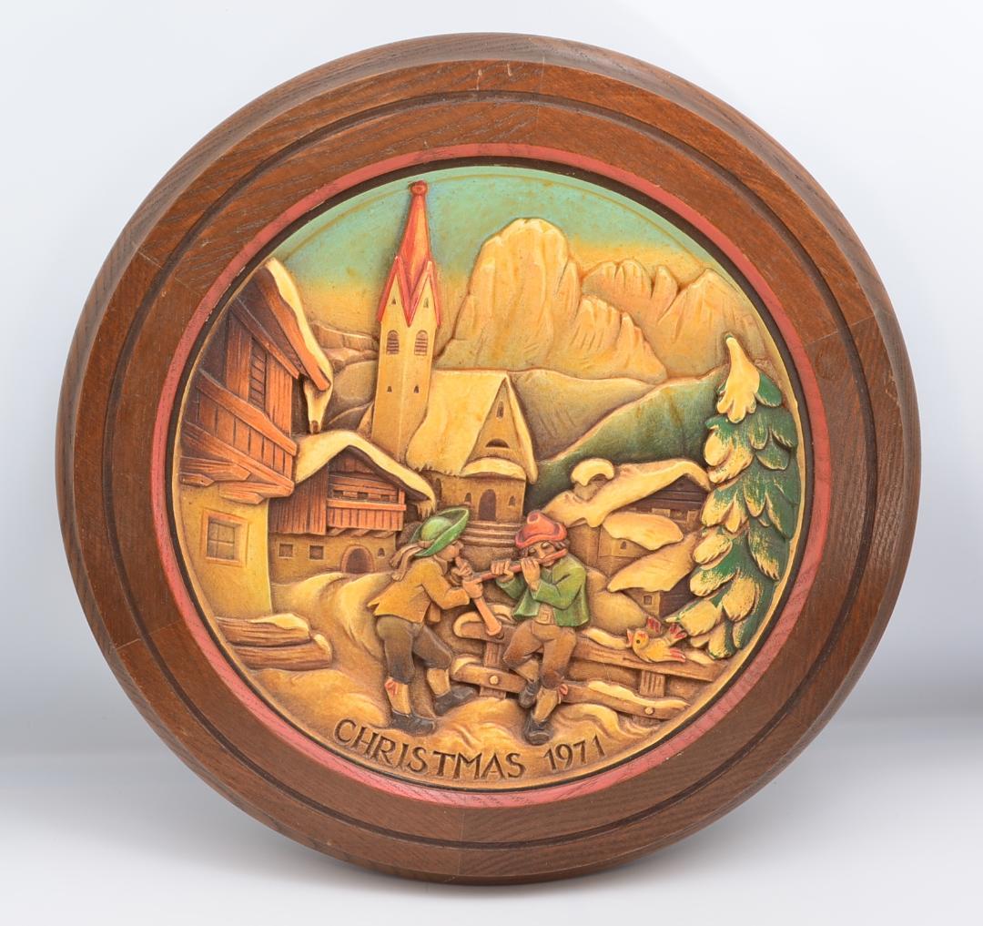 クリスマスプレート　2個セット　アンリ　ANRI　木彫り　壁掛け　ご成約済み