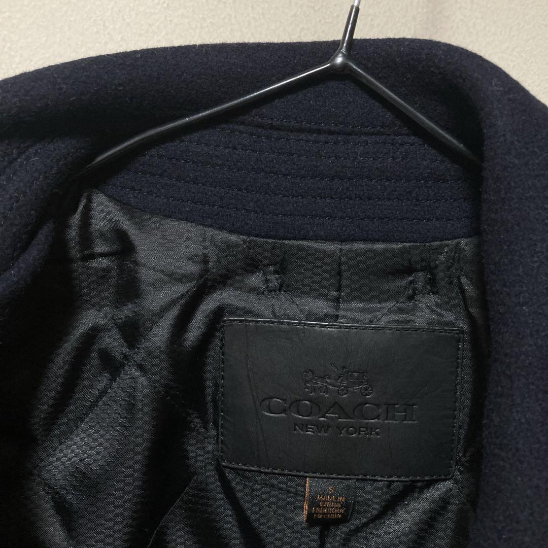 未使用級 超美品 COACH コーチ ウール Pコート レザー ビジネスコート