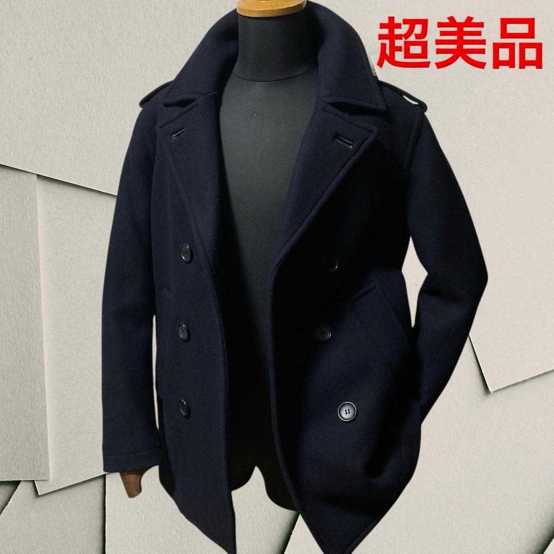 未使用級 超美品 COACH コーチ ウール Pコート レザー ビジネスコート