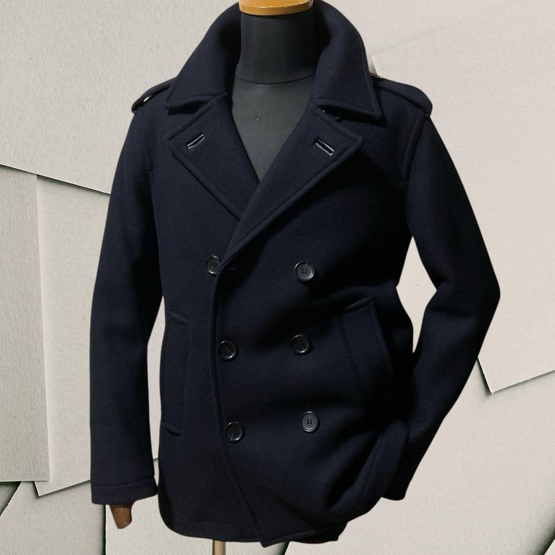 未使用級 超美品 COACH コーチ ウール Pコート レザー ビジネスコート