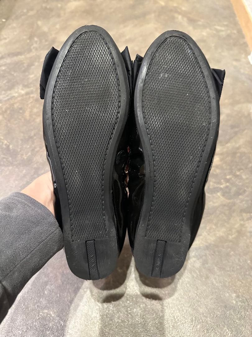 PRADA ブラック フラットシューズ リボン38サイズ
