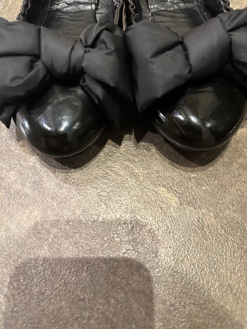 PRADA ブラック フラットシューズ リボン38サイズ