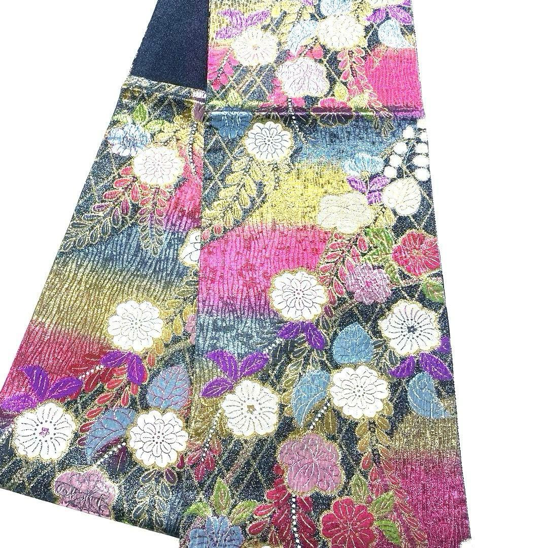 専用帯6315 ●高級 正絹 片面全通 リバーシブル 袋帯 辻ヶ花