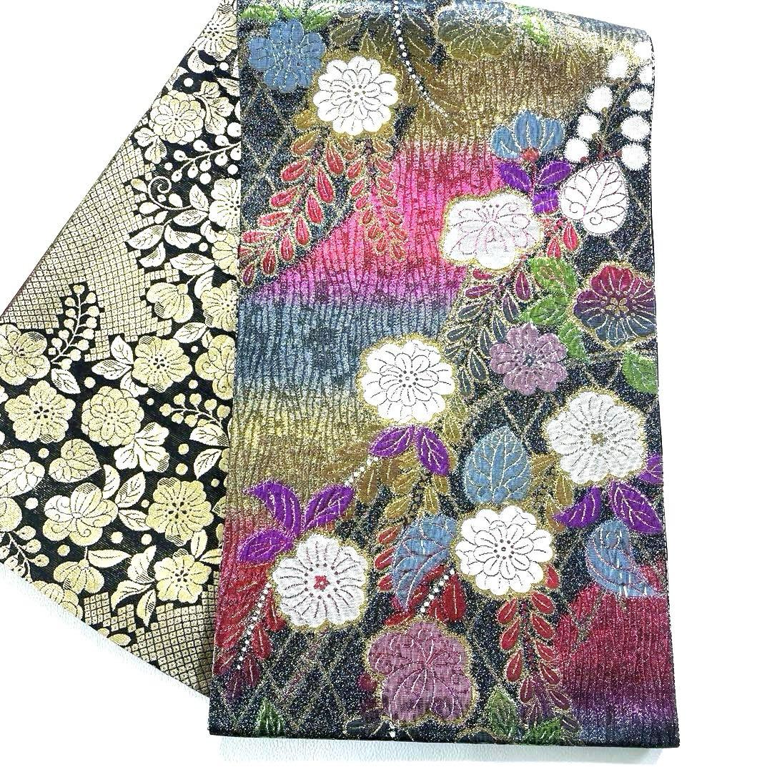 専用帯6315 ●高級 正絹 片面全通 リバーシブル 袋帯 辻ヶ花