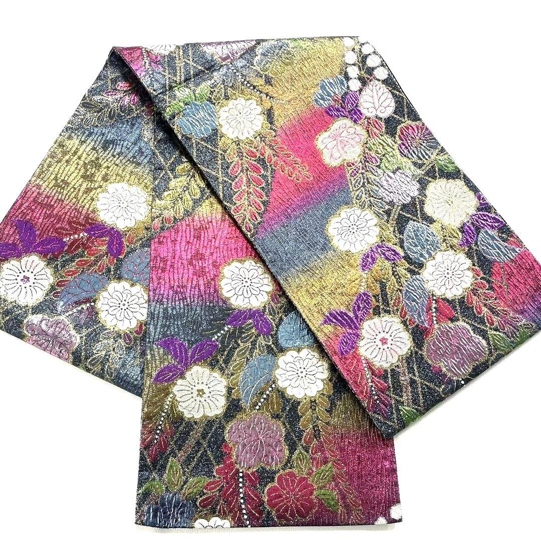 専用帯6315 ●高級 正絹 片面全通 リバーシブル 袋帯 辻ヶ花