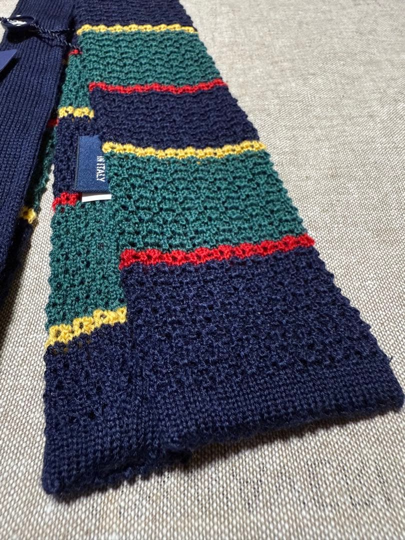 【新品】Ralph Lauren／ウールニットタイ／ボーダー／Italy製