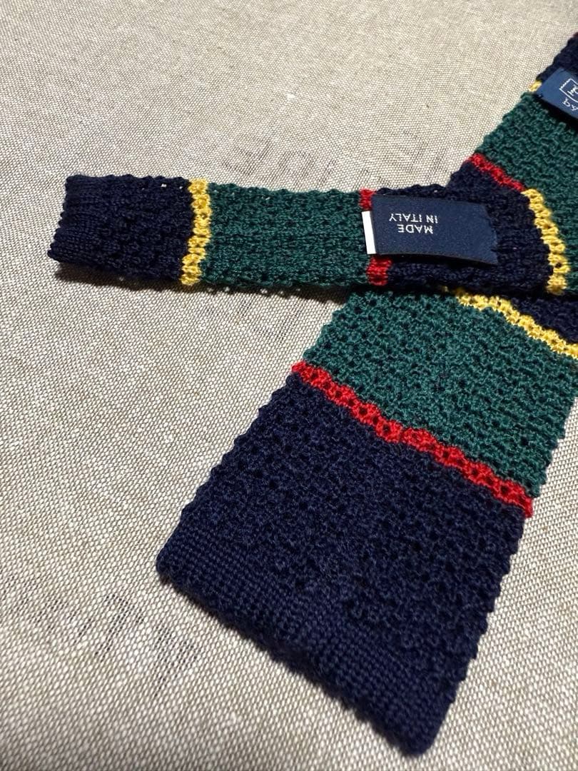 【新品】Ralph Lauren／ウールニットタイ／ボーダー／Italy製