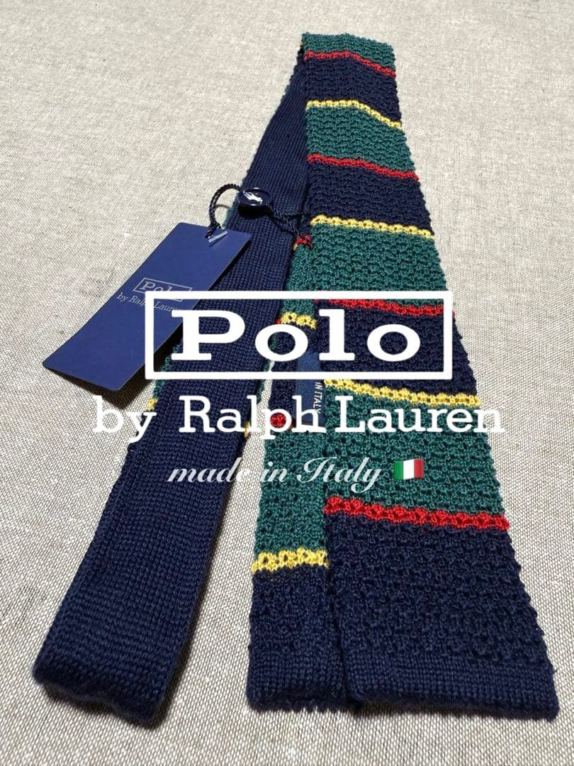 【新品】Ralph Lauren／ウールニットタイ／ボーダー／Italy製