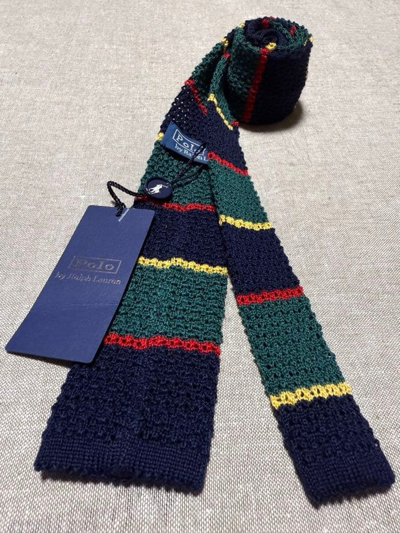 【新品】Ralph Lauren／ウールニットタイ／ボーダー／Italy製