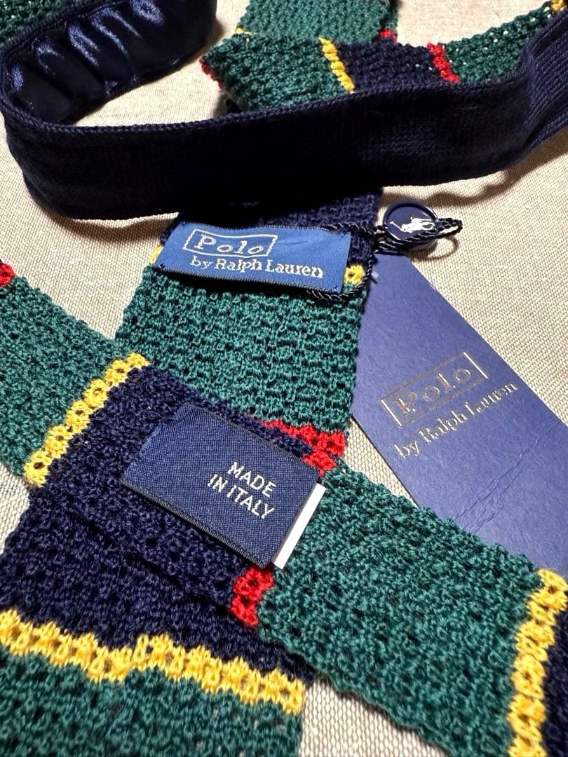 【新品】Ralph Lauren／ウールニットタイ／ボーダー／Italy製