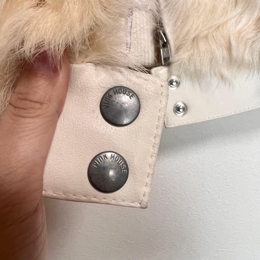 ピンクハウス ファージャケット ラムレザー ホワイト もこもこ Mサイズ