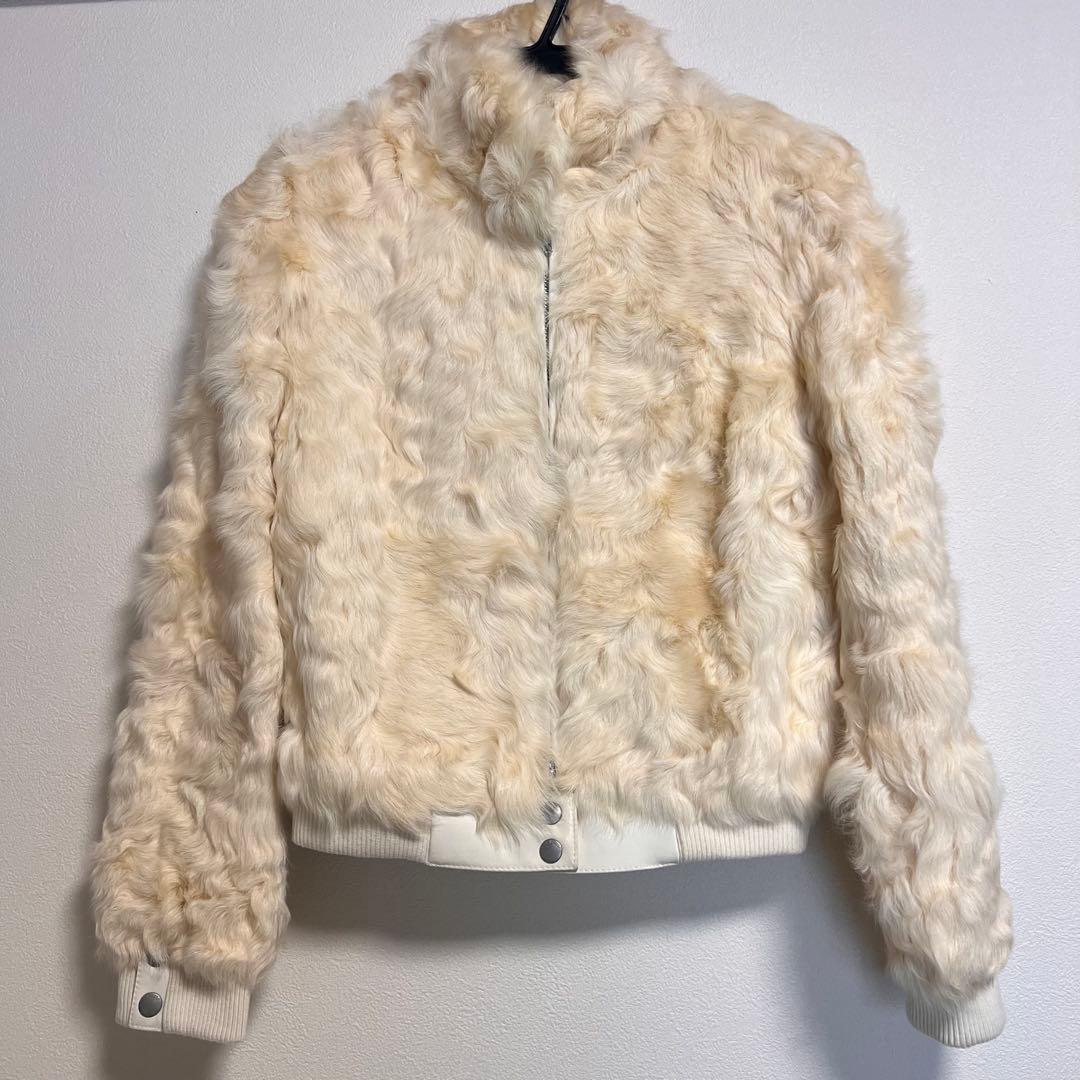 ピンクハウス ファージャケット ラムレザー ホワイト もこもこ Mサイズ