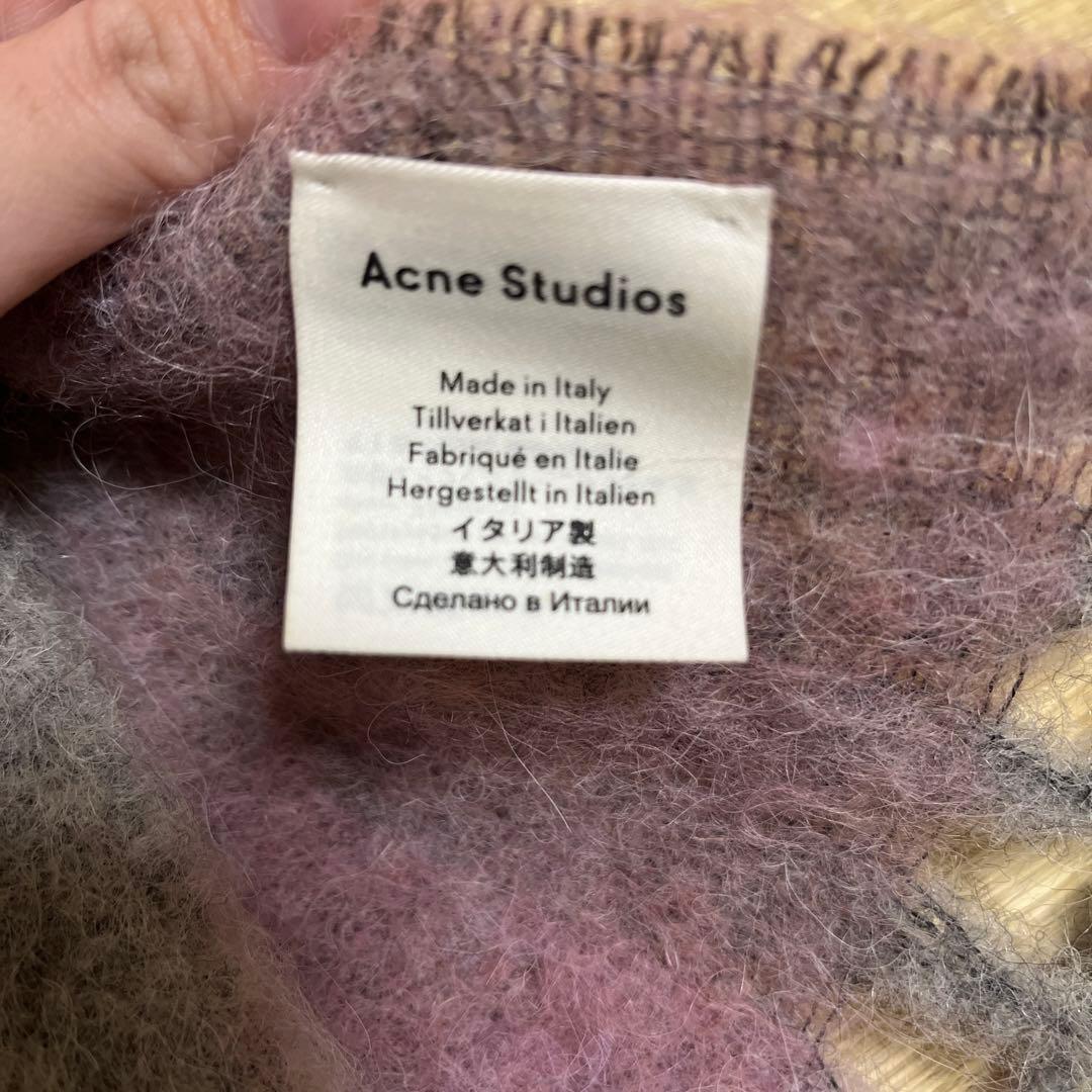 Acne Studios ウール マフラー グレー ピンク