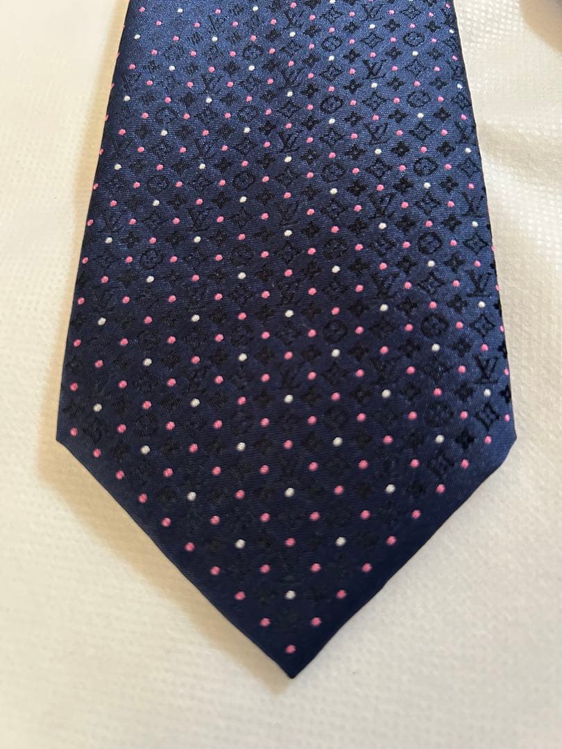 LOUIS VUITTON ネイビー ドット柄 ネクタイ