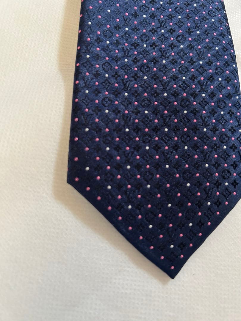 LOUIS VUITTON ネイビー ドット柄 ネクタイ
