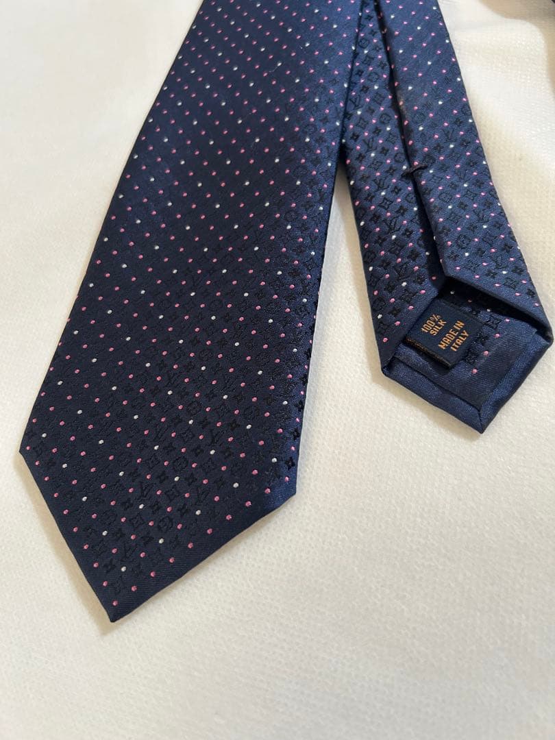 LOUIS VUITTON ネイビー ドット柄 ネクタイ