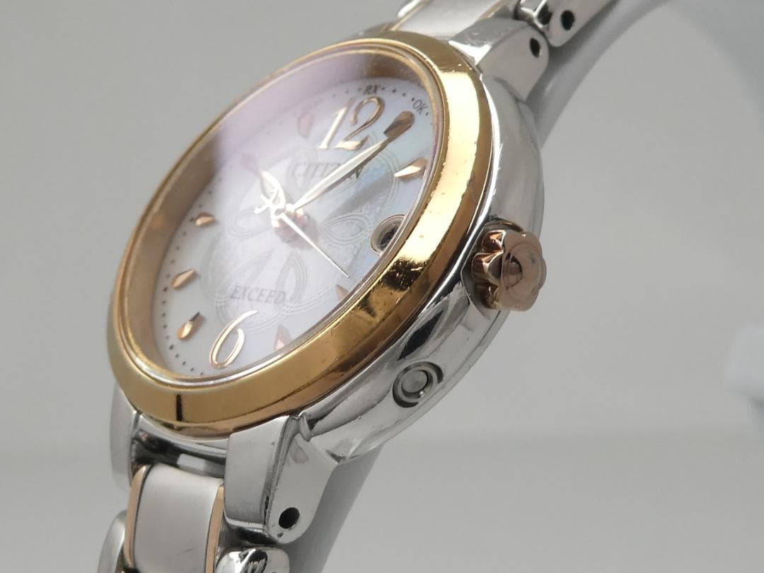 ✴良品稼働品 シチズン EXCEED 白蝶貝 電波ソーラー チタン 15㎝