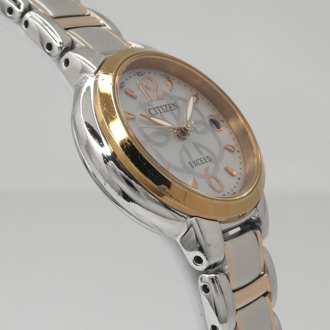 ✴良品稼働品 シチズン EXCEED 白蝶貝 電波ソーラー チタン 15㎝