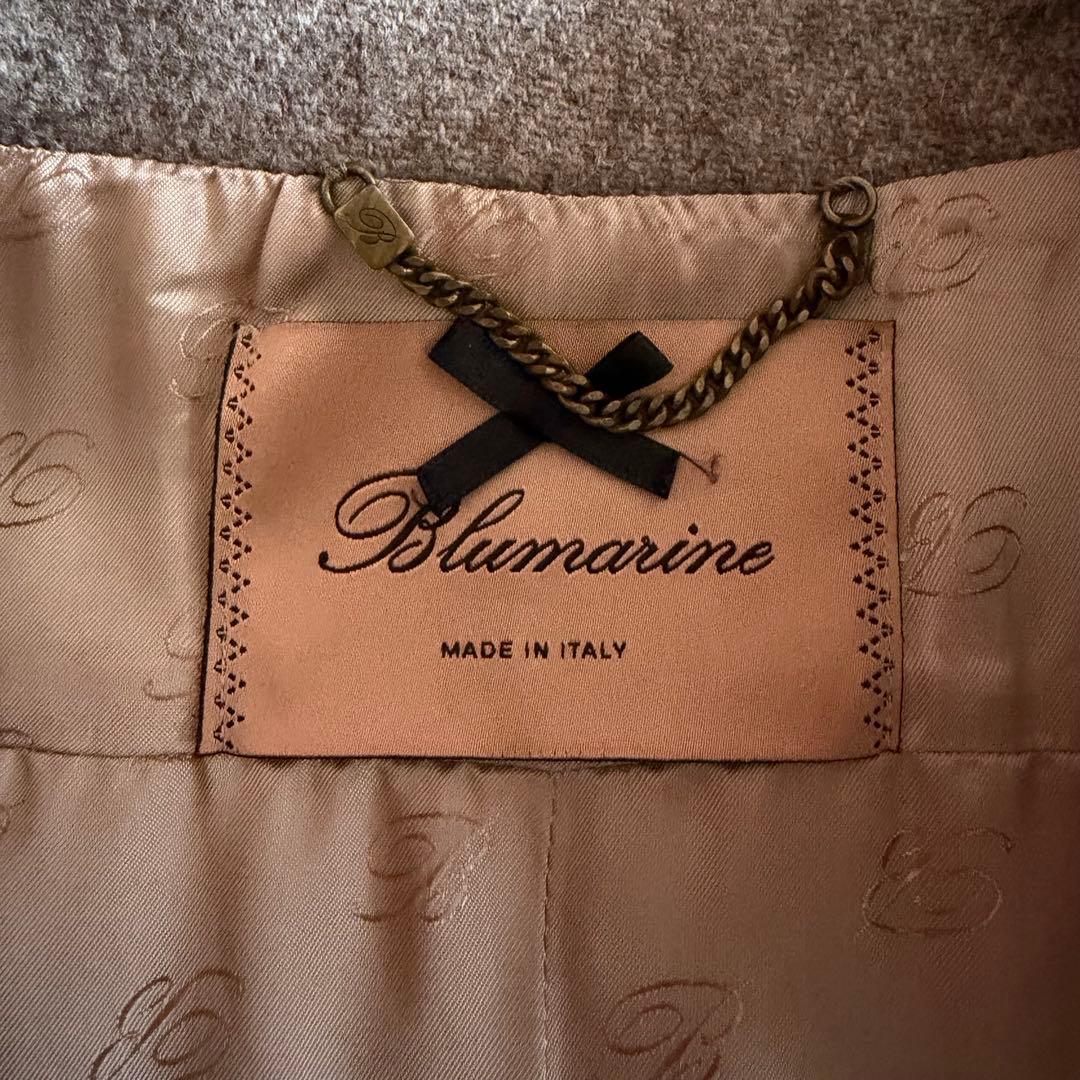 【未使用に近い】ブルマリン　ロングコート　ウール　刺繍　グレージュ　Lサイズ