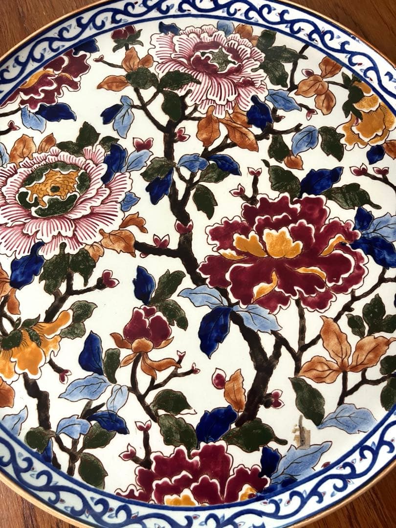 GIEN 陶器製 牡丹花柄デザイン 大皿 直径31cm