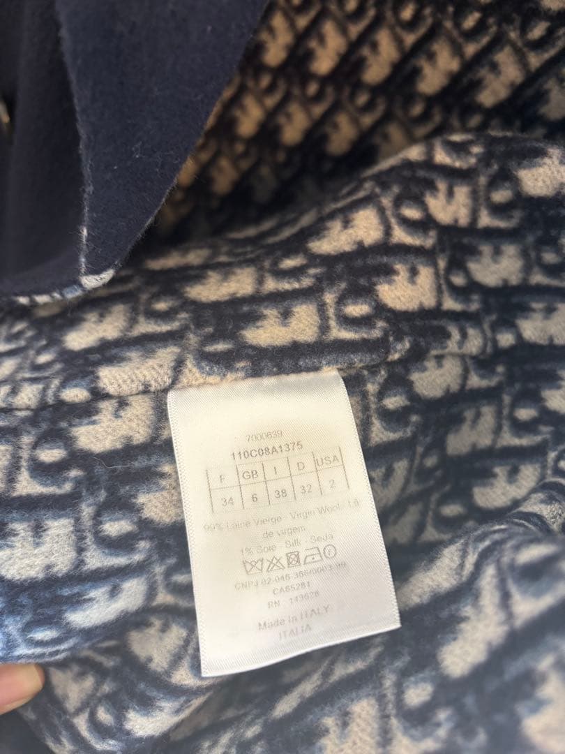 DIORディオールオブリーク　リバーシブルピーコート　ネイビー34