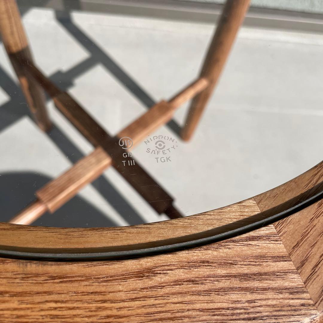 サイドテーブル　無垢　ガラステーブル