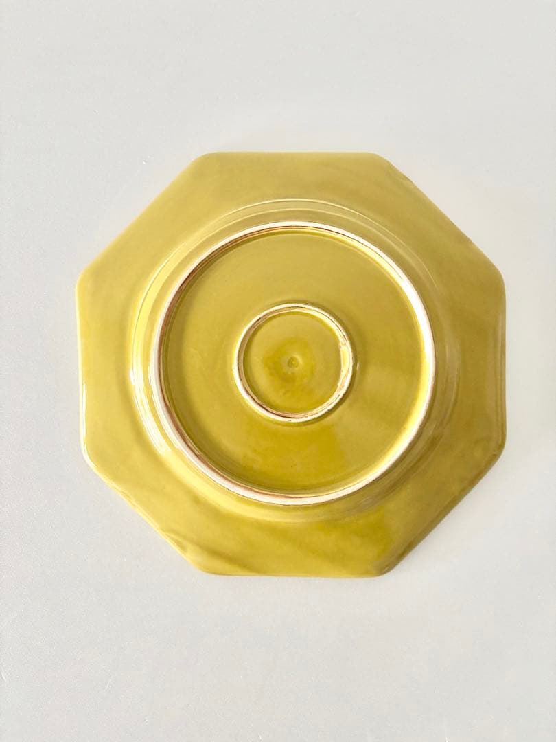 【未使用】伊藤聡信　黄交オクトゴナル8寸皿　1