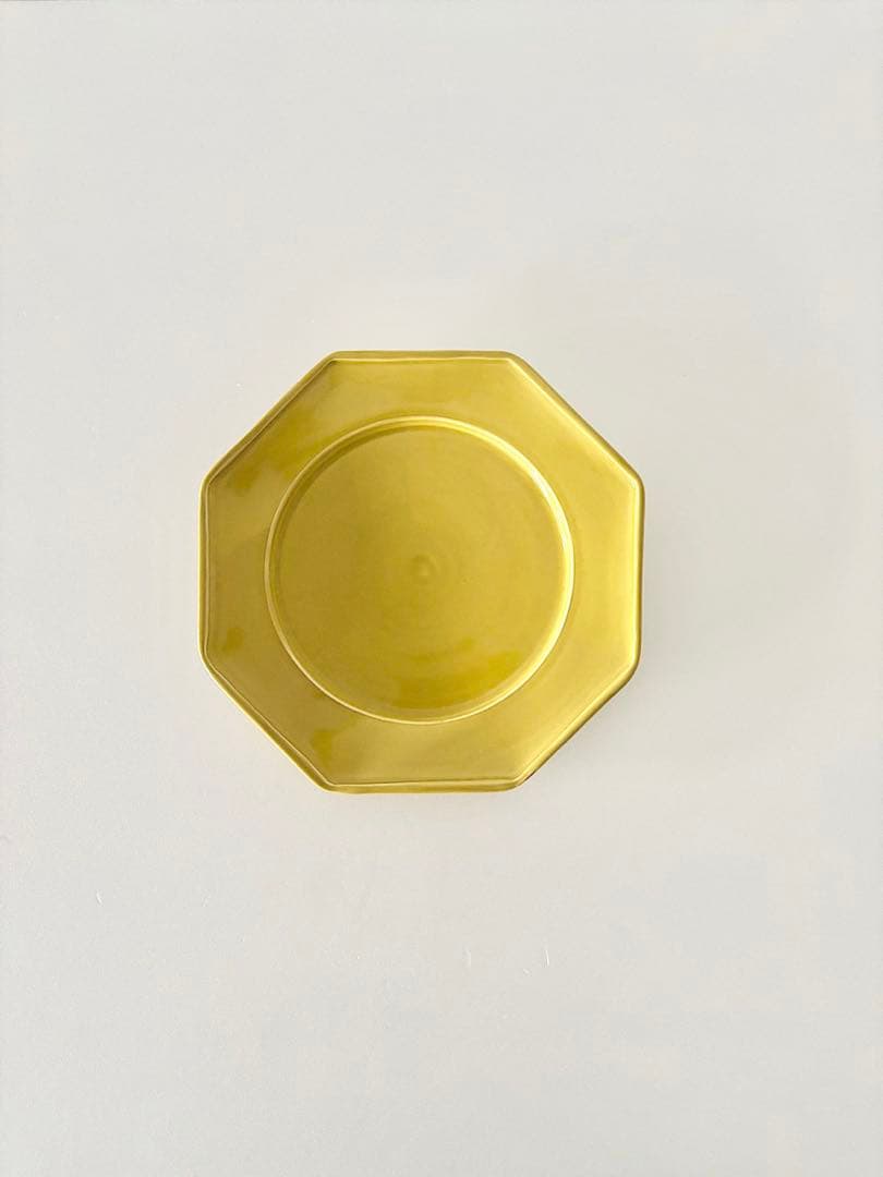 【未使用】伊藤聡信　黄交オクトゴナル8寸皿　1
