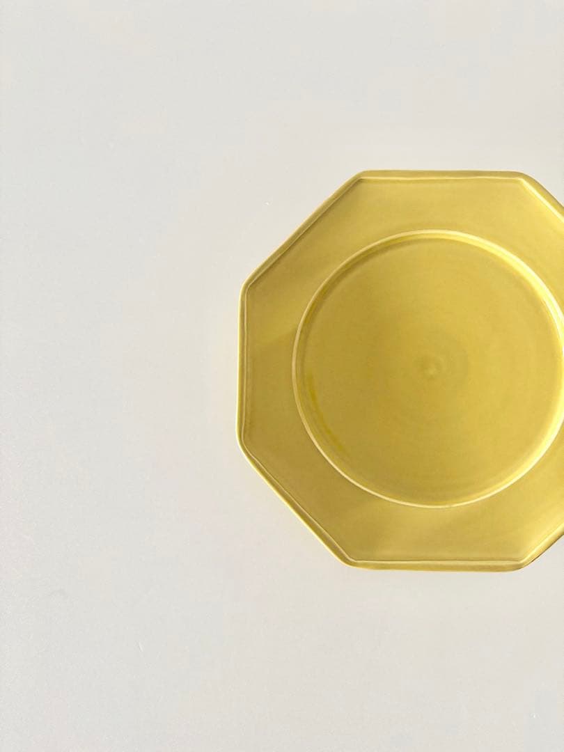 【未使用】伊藤聡信　黄交オクトゴナル8寸皿　1