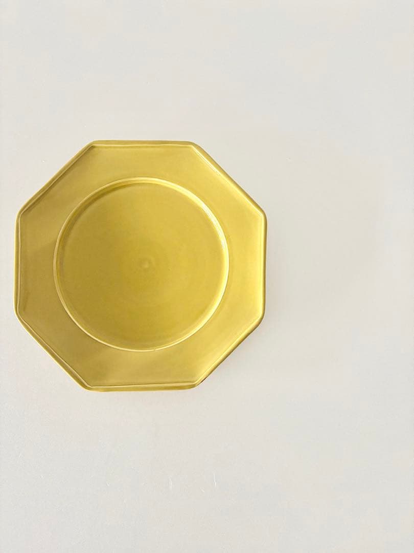 【未使用】伊藤聡信　黄交オクトゴナル8寸皿　1