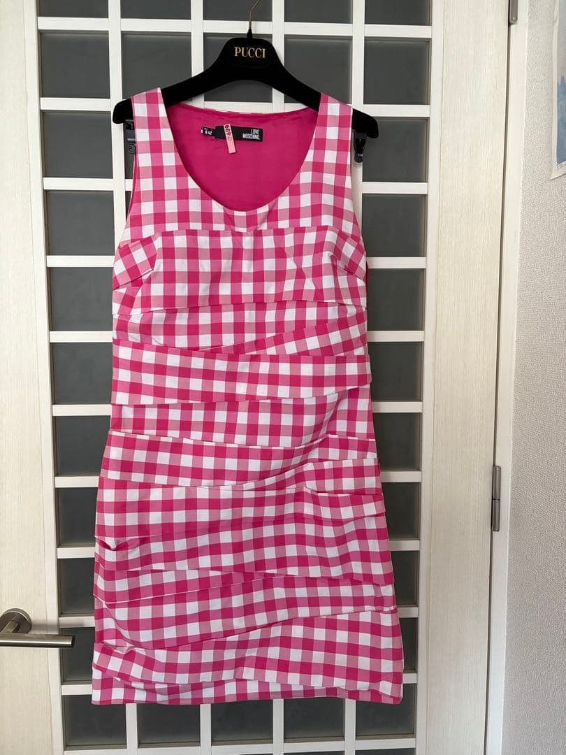 モスキーノ　ピンクチェック ノースリーブワンピース