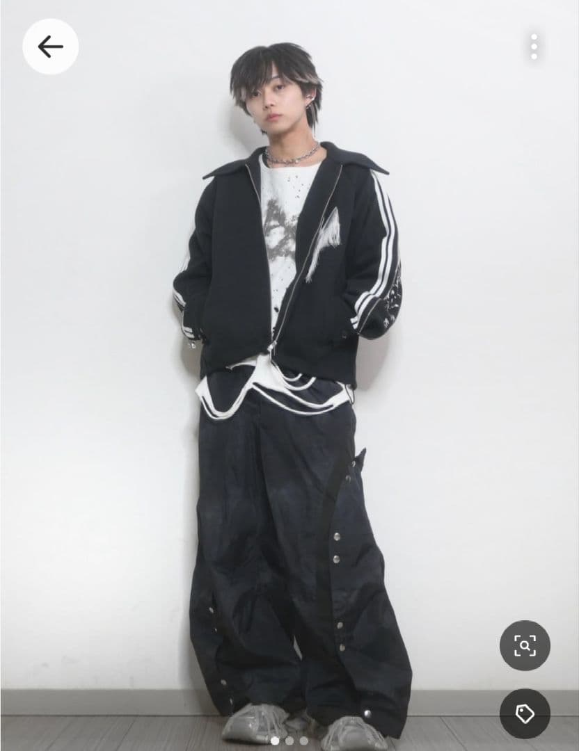 grancy ボタンレイヤードデザインナイロンパンツ