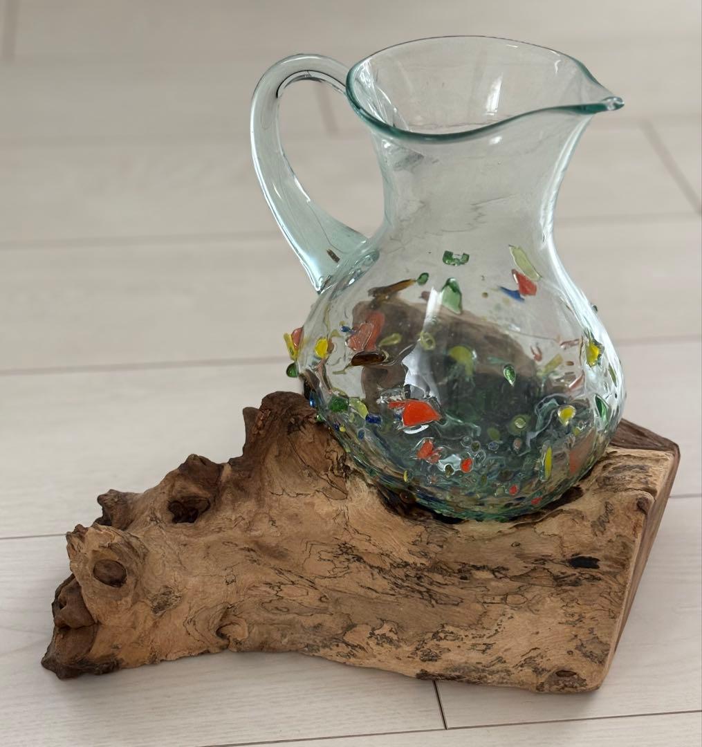 デキャンタ 水差しカラフルガラス製ピッチャーとグラスセット