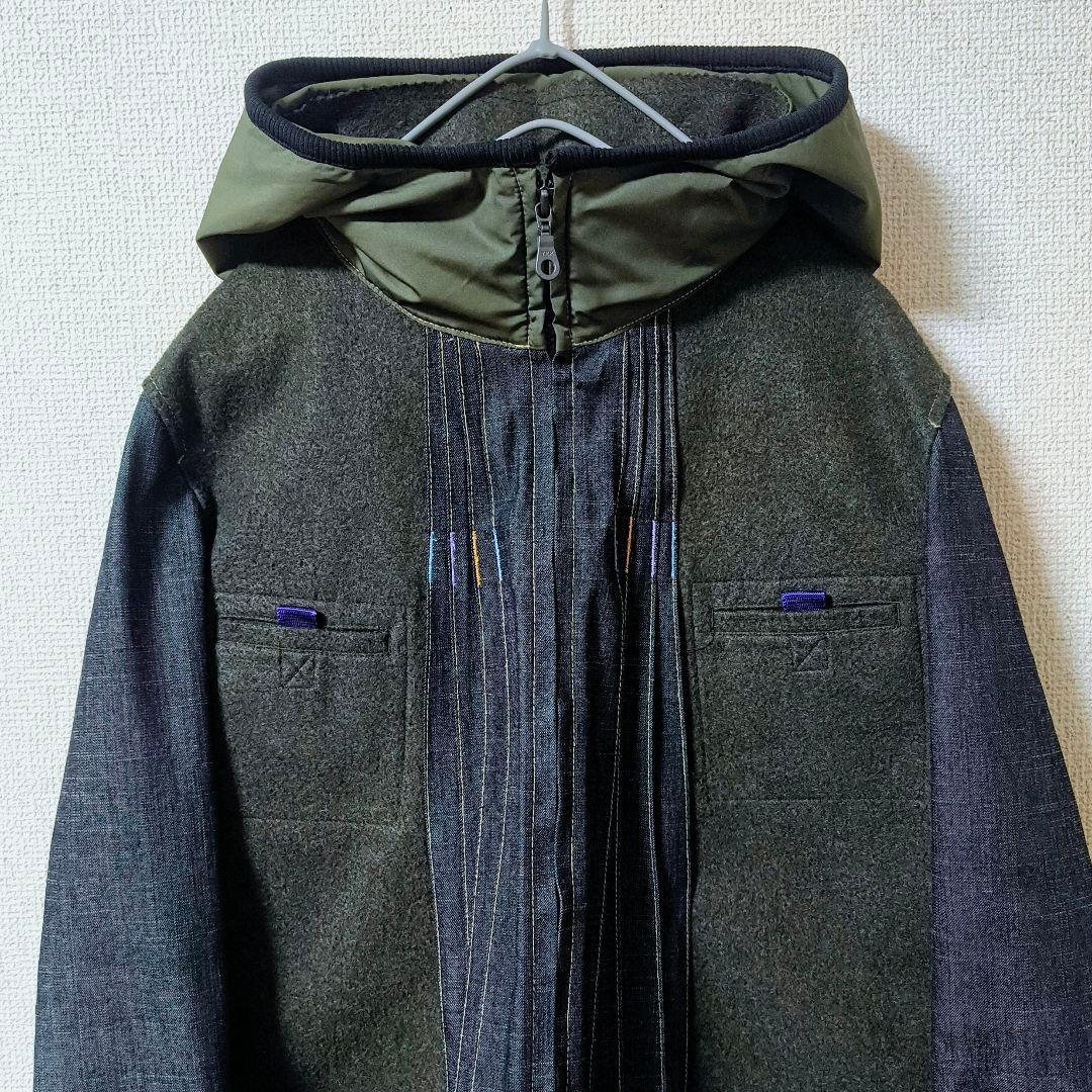 マリテフランソワジルボー 異素材 プリーツ ジャケット フーディ