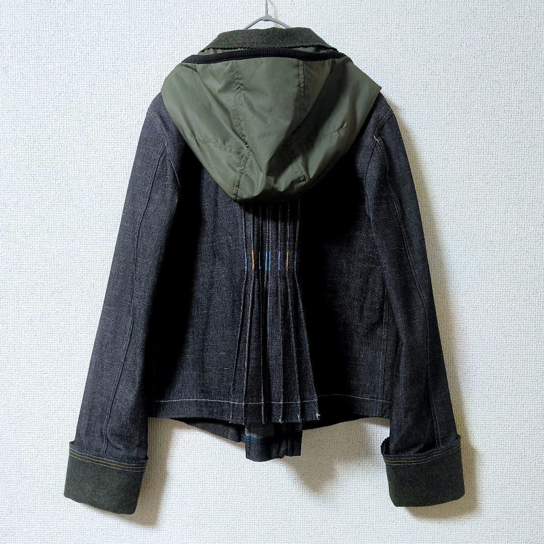 マリテフランソワジルボー 異素材 プリーツ ジャケット フーディ