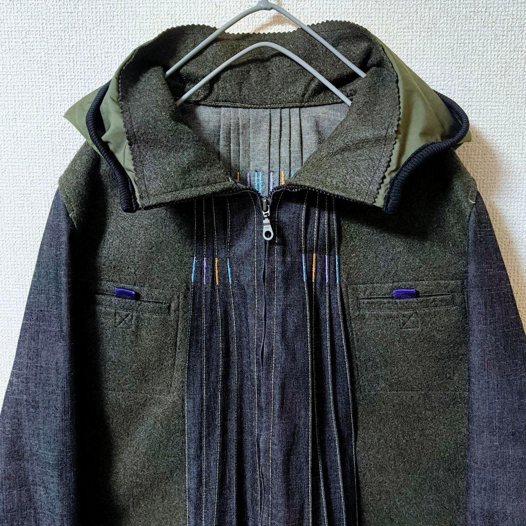 マリテフランソワジルボー 異素材 プリーツ ジャケット フーディ